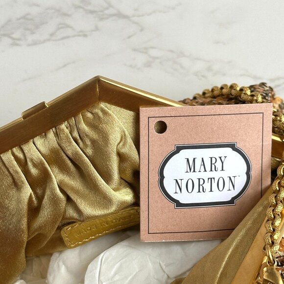 Vintage Mary Norton Zelda Bag, Gold Sequin Evening Clutch, Chain Strap Purse - Picture 7 of 9